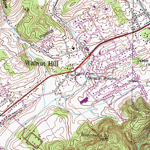 Topographic Map of Clark Cemetery, TN