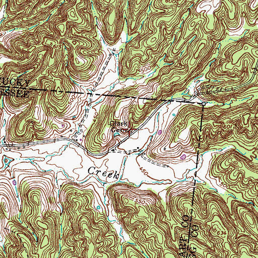 Topographic Map of Clark Cemetery, TN