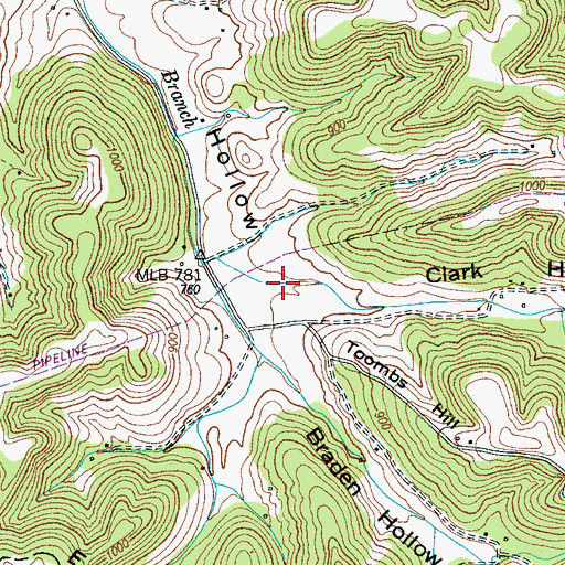 Topographic Map of Clark Hollow, TN