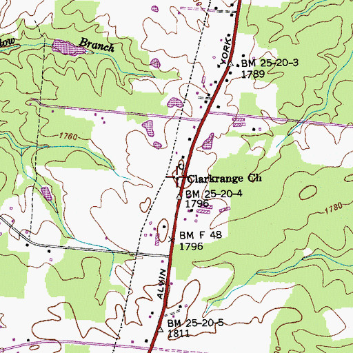 Topographic Map of Clarkrange Church, TN