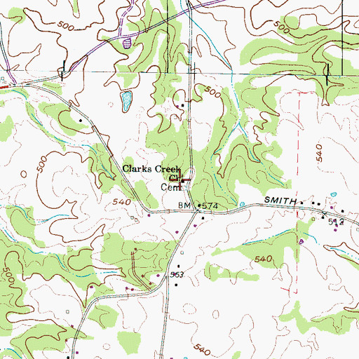 Topographic Map of Clarks Creek Church, TN