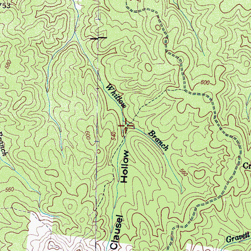 Topographic Map of Clausel Hollow, TN