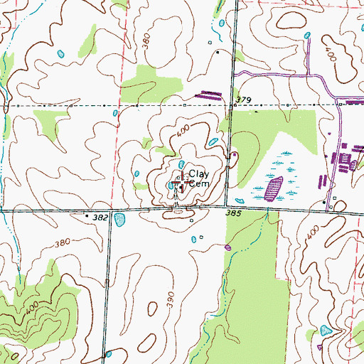 Topographic Map of Clay Cemetery, TN