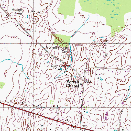 Topographic Map of Clay Cemetery, TN