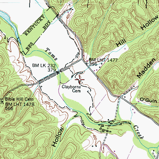 Topographic Map of Clayborne Cemetery, TN