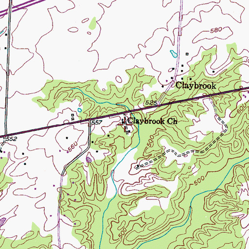 Topographic Map of Claybrook Church, TN