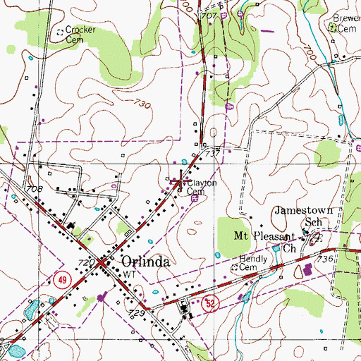 Topographic Map of Clayton Cemetery, TN
