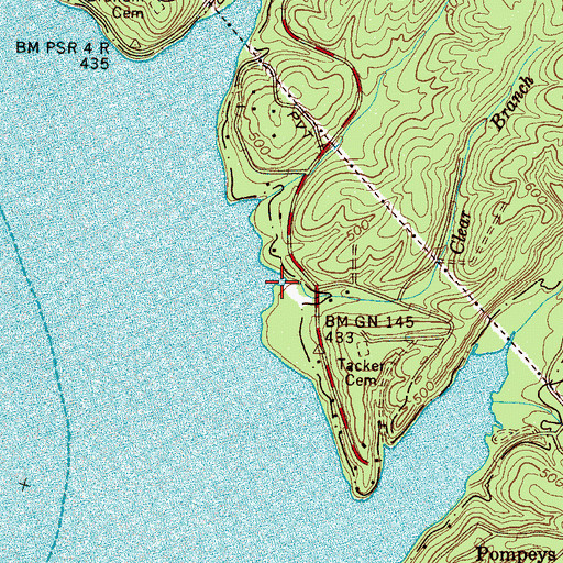 Topographic Map of Clear Branch, TN