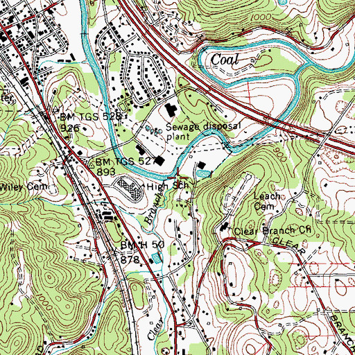 Topographic Map of Clear Branch, TN