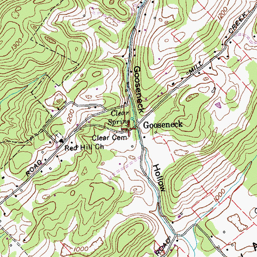 Topographic Map of Clear Cemetery, TN