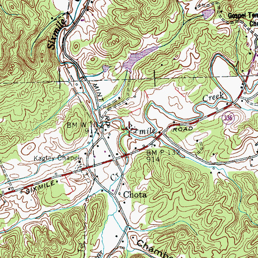 Topographic Map of Clear Creek, TN