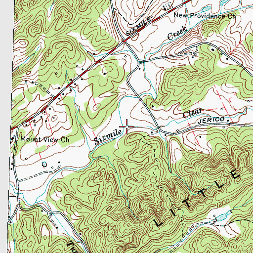 Topographic Map of Clear Creek, TN