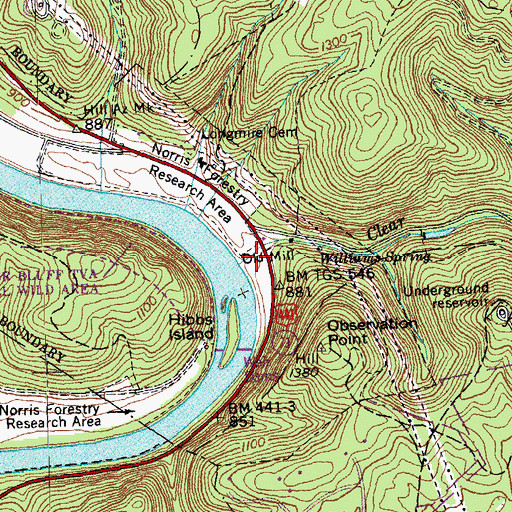 Topographic Map of Clear Creek, TN