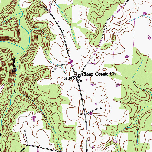 Topographic Map of Clear Creek Church, TN