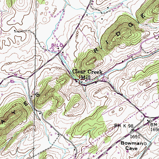 Topographic Map of Clear Creek Mill, TN
