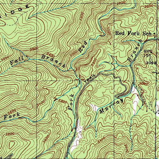 Topographic Map of Clear Fork, TN