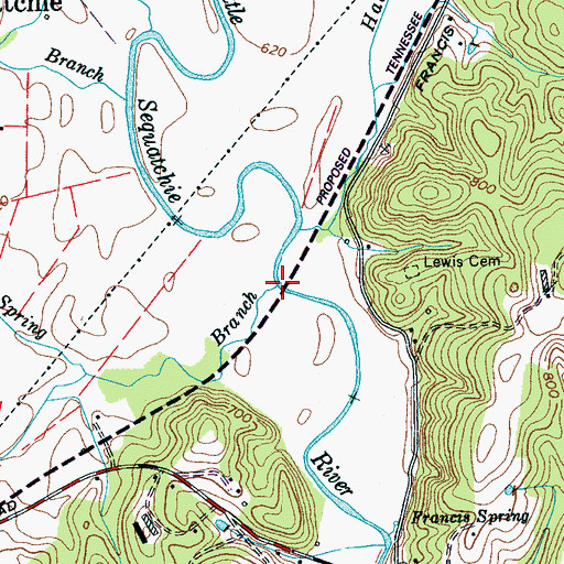 Topographic Map of Clear Spring Branch, TN