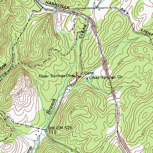Topographic Map of Clear Springs Cemetery, TN