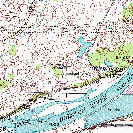 Topographic Map of Clearwater Pond, TN