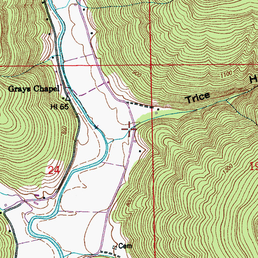Topographic Map of Trice Hollow, AL