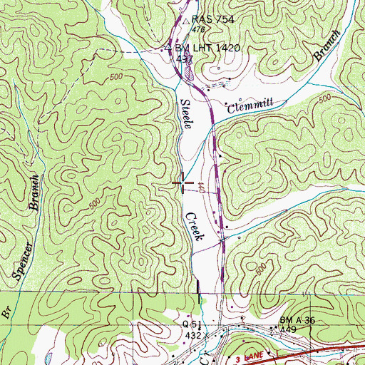 Topographic Map of Clemmitt Branch, TN