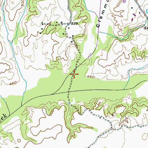 Topographic Map of Clemmons Bottom, TN