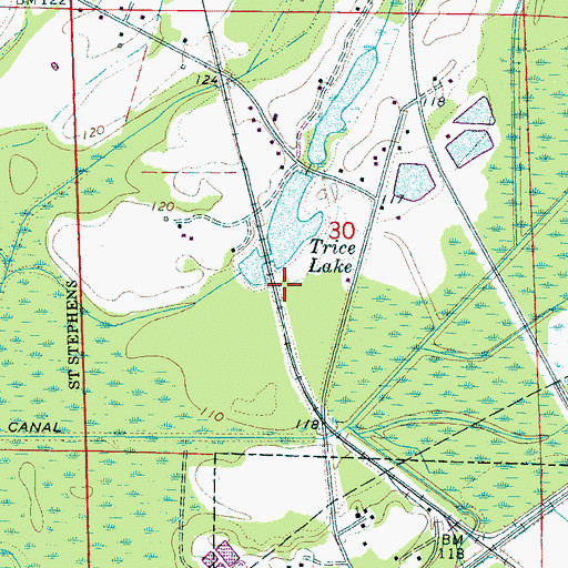 Topographic Map of Trice Lake, AL