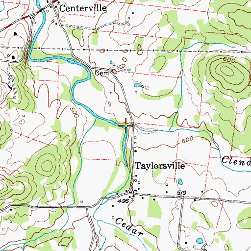 Topographic Map of Clendenon Branch, TN
