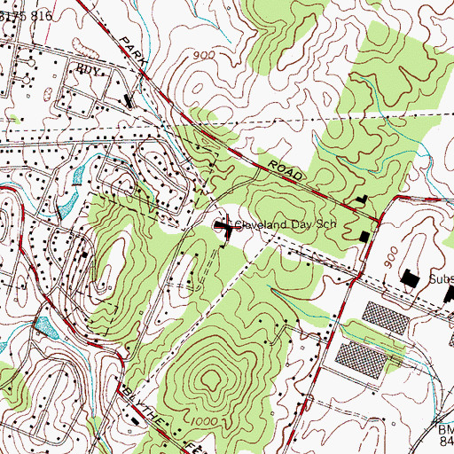 Topographic Map of Cleveland Day School, TN