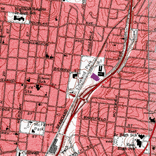 Topographic Map of Cleveland Park, TN