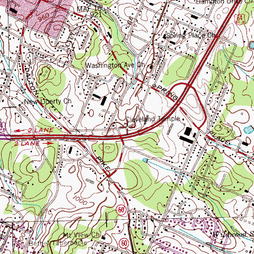 Topographic Map of Cleveland Temple, TN