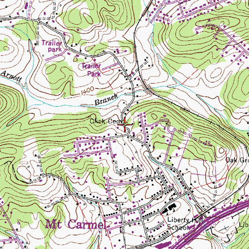 Topographic Map of Click Cemetery, TN