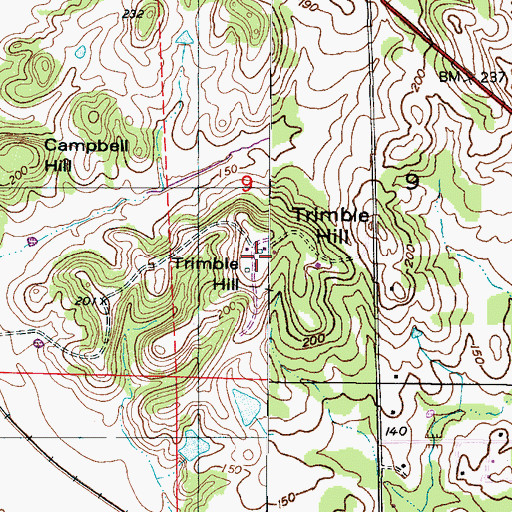 Topographic Map of Trimble Hill, AL