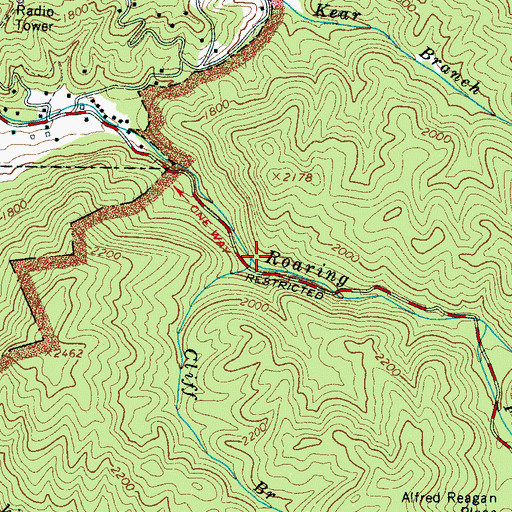 Topographic Map of Cliff Branch, TN