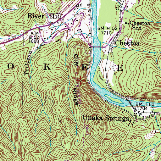 Topographic Map of Cliff Ridge, TN