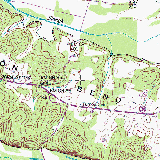 Topographic Map of Clifton Bend, TN