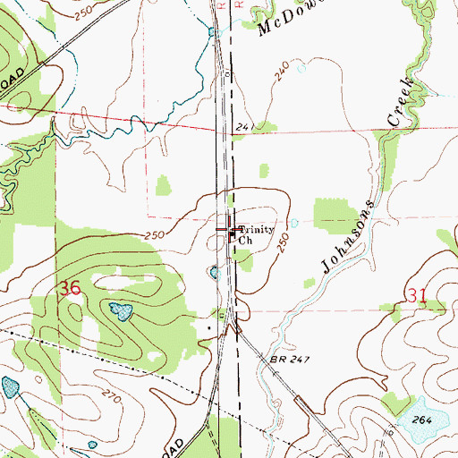 Topographic Map of Trinity Church, AL