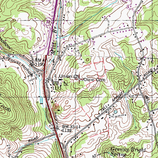 Topographic Map of Cline Cemetery, TN
