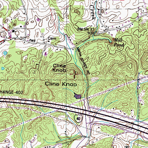 Topographic Map of Cline Knob, TN