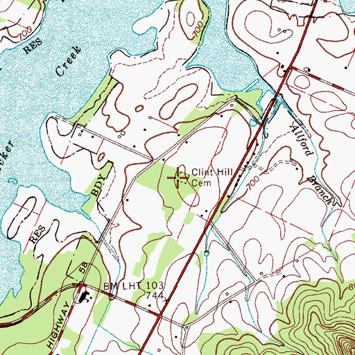 Topographic Map of Clint Hill Cemetery, TN