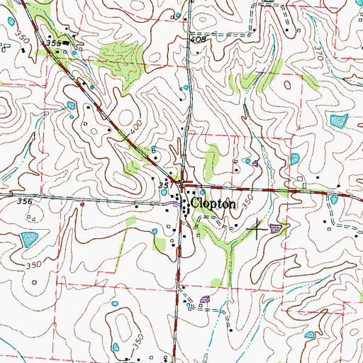 Topographic Map of Clopton, TN