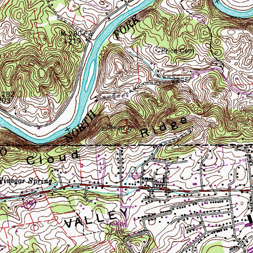 Topographic Map of Cloud Ridge, TN