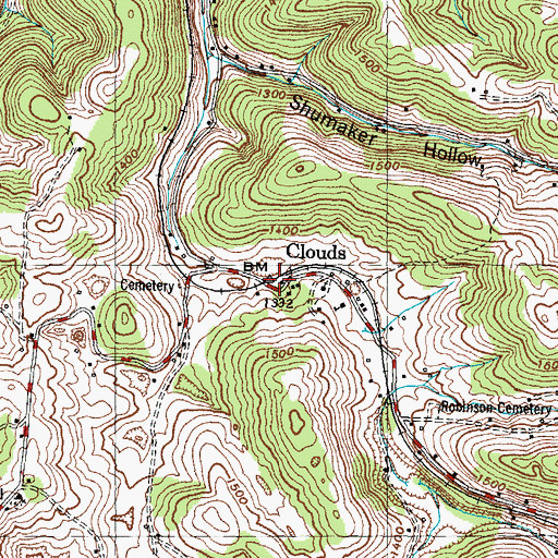 Topographic Map of Clouds, TN