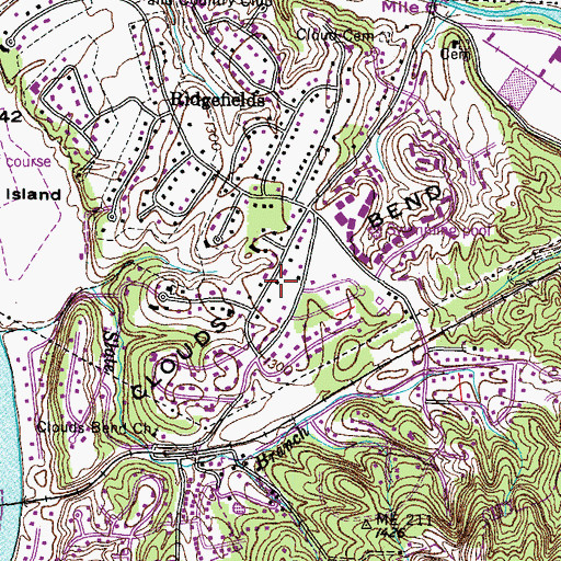 Topographic Map of Clouds Bend, TN