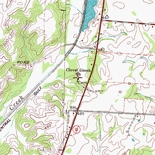 Topographic Map of Clover Creek Church, TN