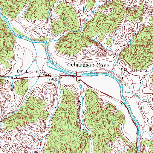 Topographic Map of Cloverfield Branch, TN