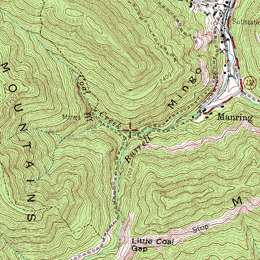 Topographic Map of Coal Creek, TN