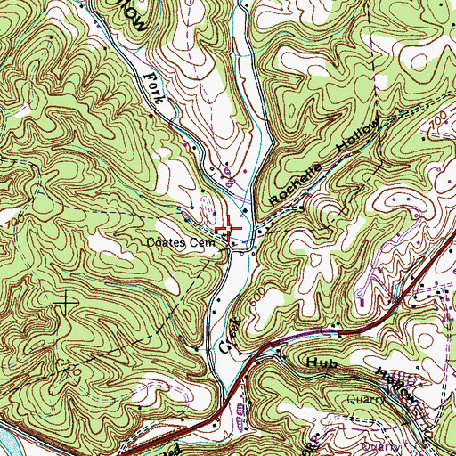 Topographic Map of Coates Cemetery, TN