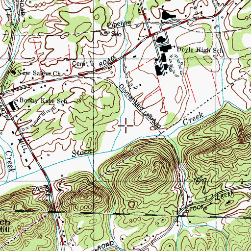 Topographic Map of Coatney Hollow, TN