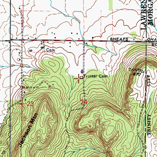 Topographic Map of Trotter Cemetery, AL